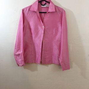 Worthington Women's Silk Pink Button Blouse Medium